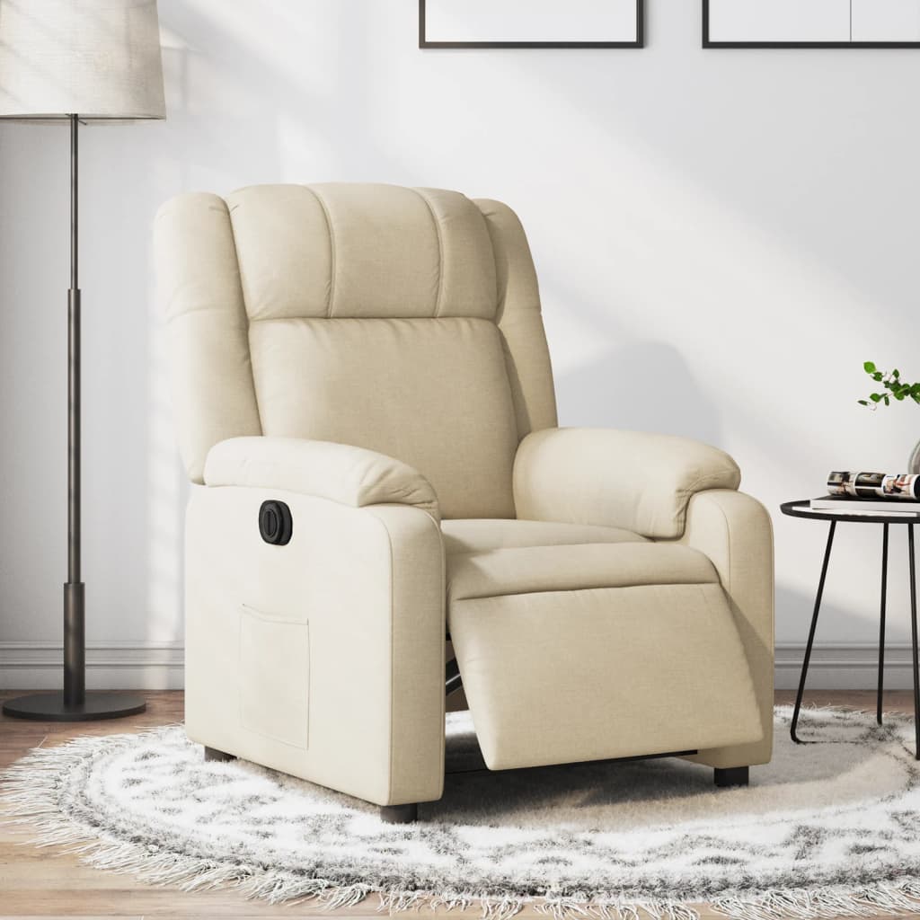 Vetonek Sillón reclinable eléctrico de tela crema