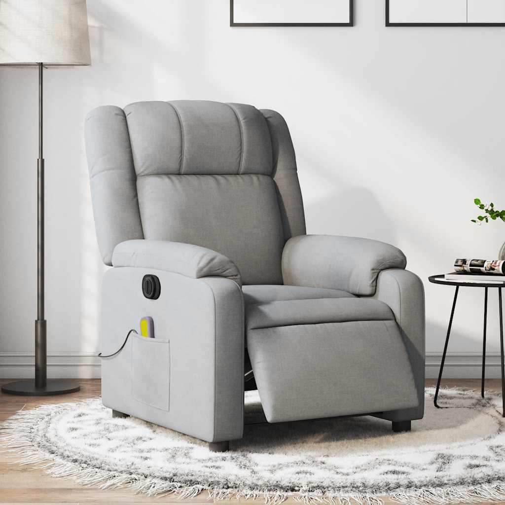 Vetonek Sillón reclinable de masaje eléctrico tela gris claro