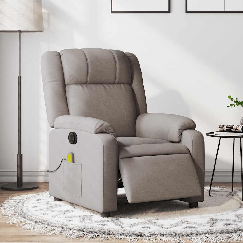 Vetonek Sillón reclinable de masaje eléctrico tela gris taupe