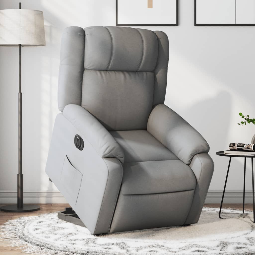 Vetonek Sillón eléctrico reclinable elevable de tela gris claro