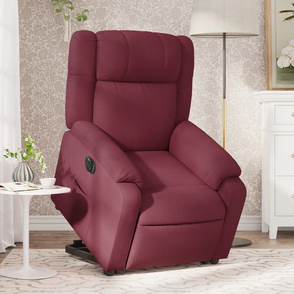 Vetonek Sillón eléctrico reclinable elevable de tela rojo tinto