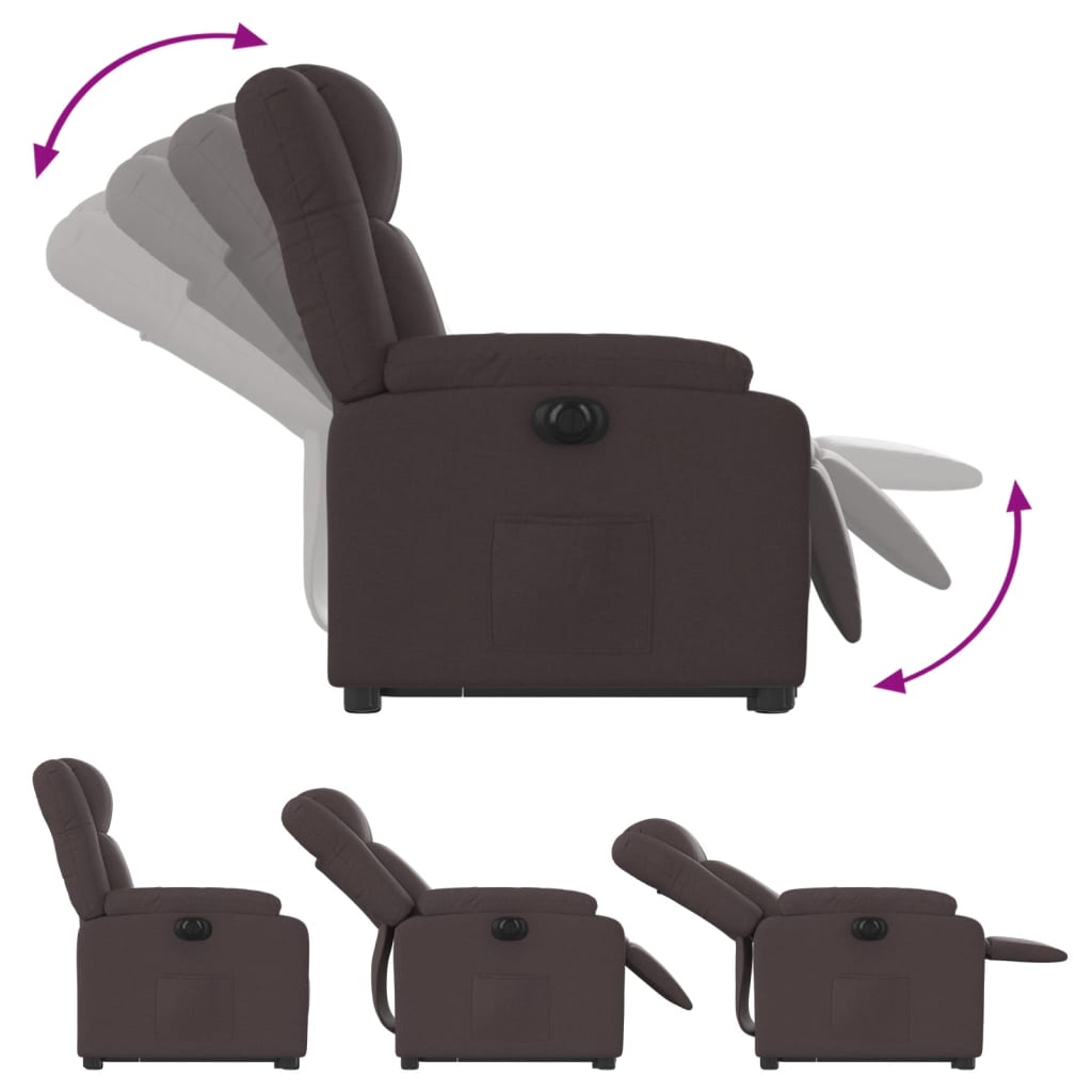 Sillón eléctrico reclinable elevable de tela marrón oscuro V7192 Vetonek