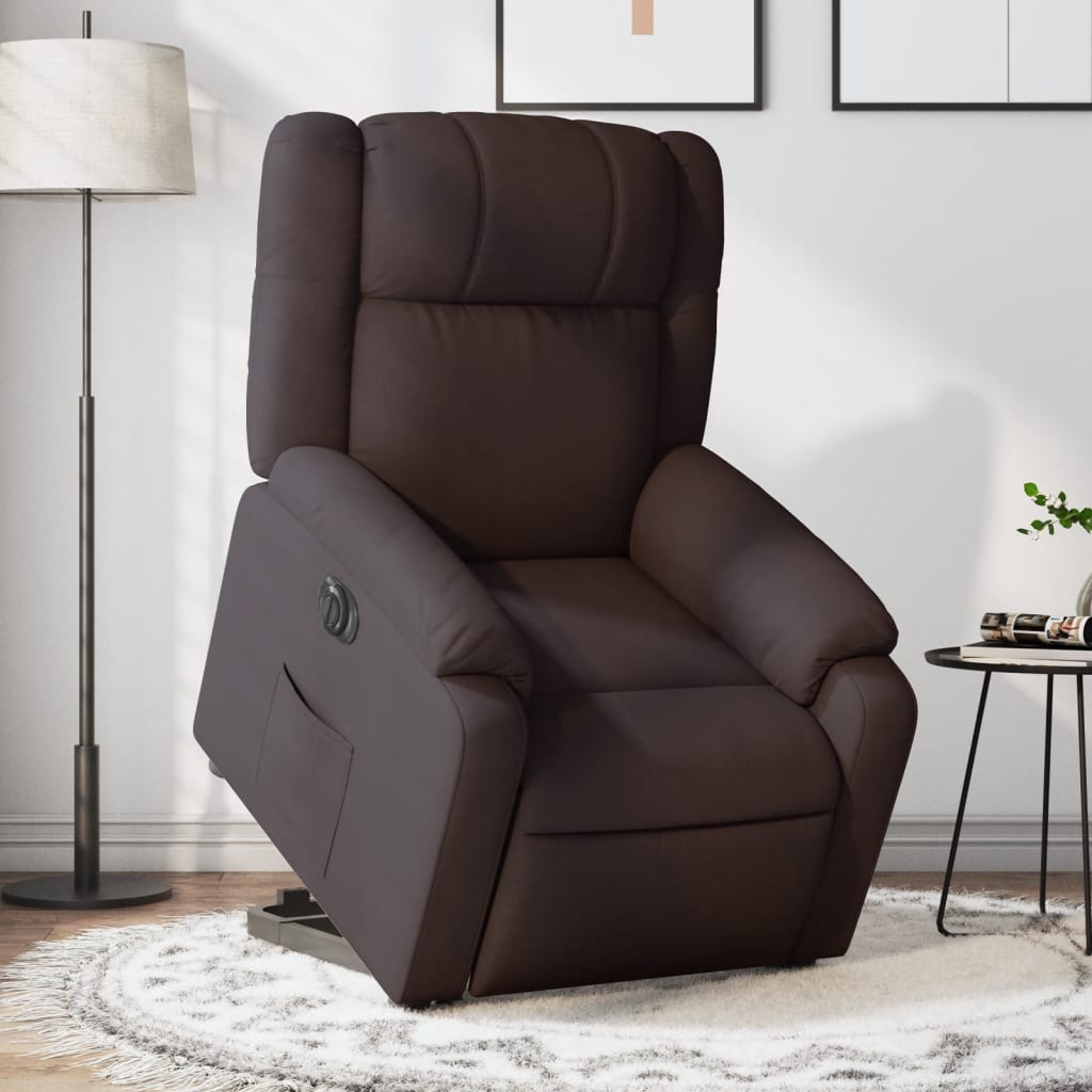 Sillón eléctrico reclinable elevable de tela marrón oscuro V7192 Vetonek