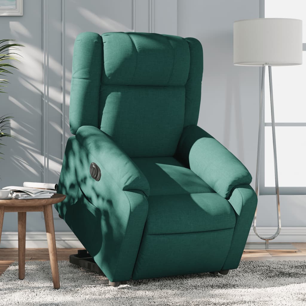 Vetonek Sillón eléctrico reclinable elevable de tela verde oscuro