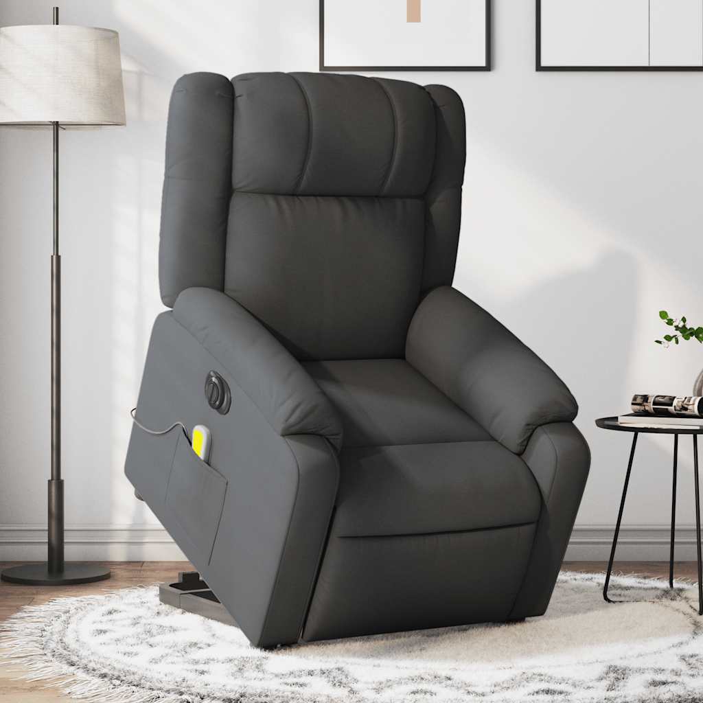 Vetonek Sillón de masaje eléctrico reclinable elevable tela gris oscuro