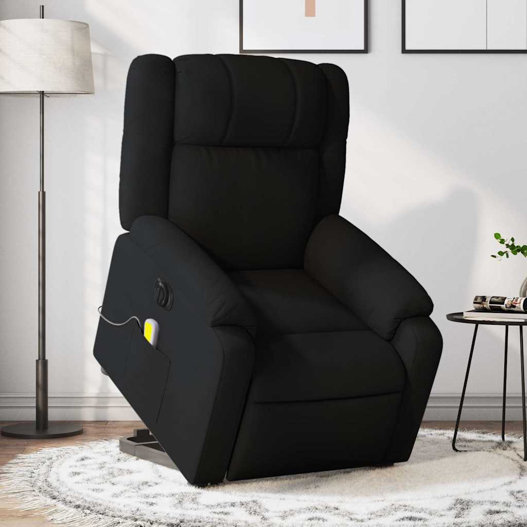 Vetonek Sillón de masaje eléctrico reclinable elevable tela negro