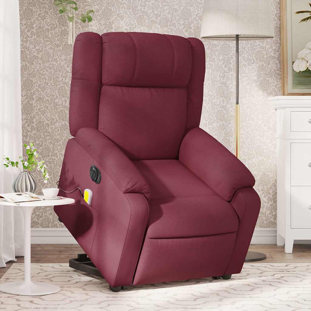 Vetonek Sillón de masaje eléctrico reclinable elevable tela rojo tinto