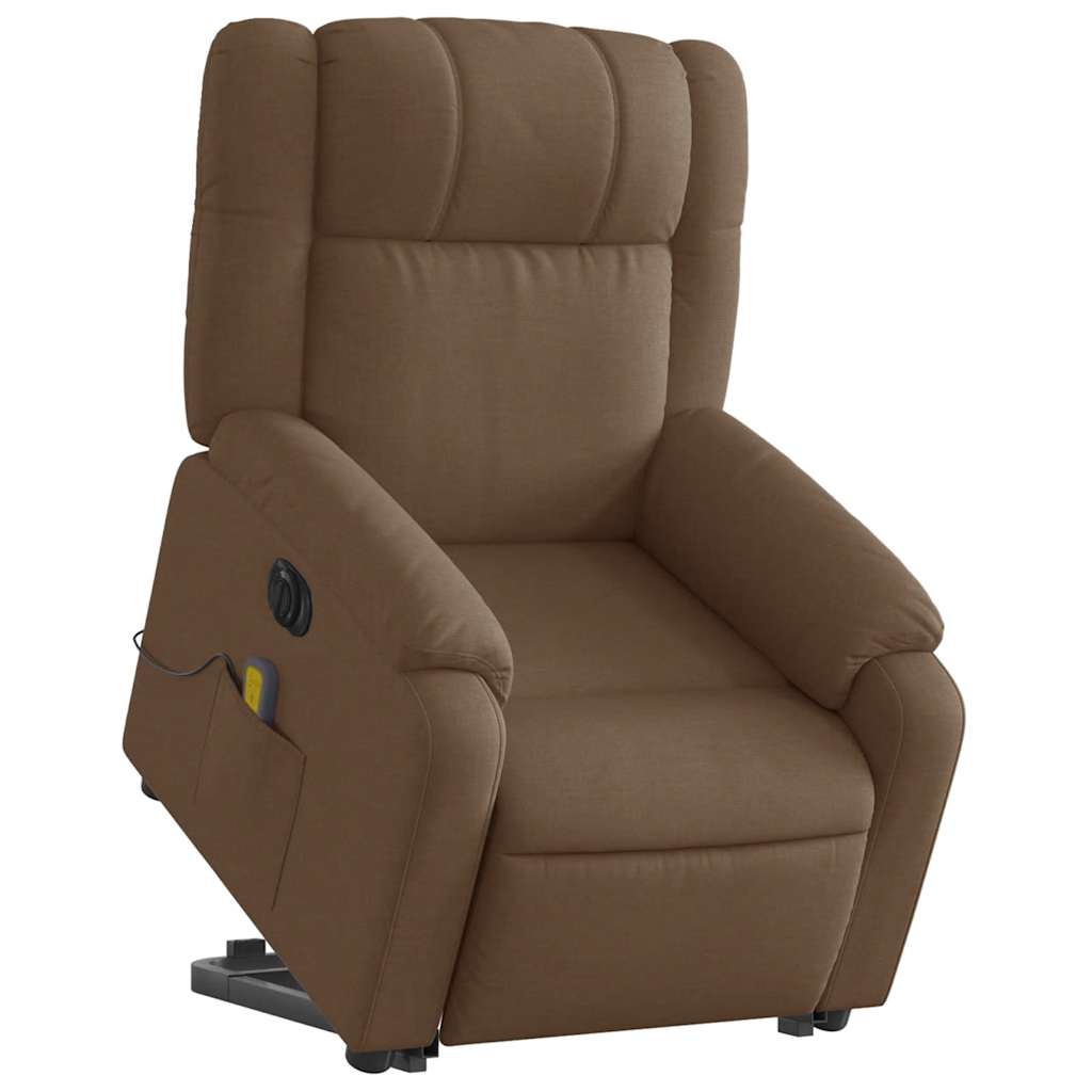 Chaise de massage électrique inclinable tissu marron levé