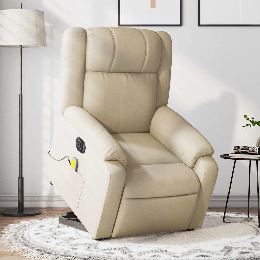 Vetonek Sillón de masaje eléctrico reclinable elevable tela crema