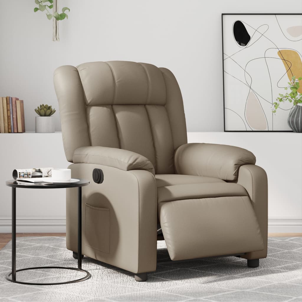 Vetonek Sillón reclinable eléctrico de cuero sintético color capuchino