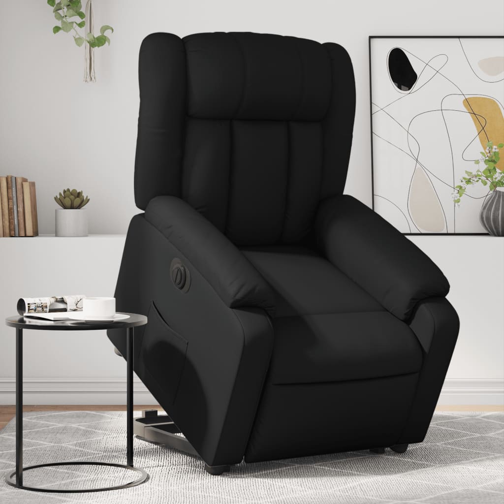 Vetonek Sillón reclinable elevable eléctrico de cuero sintético negro