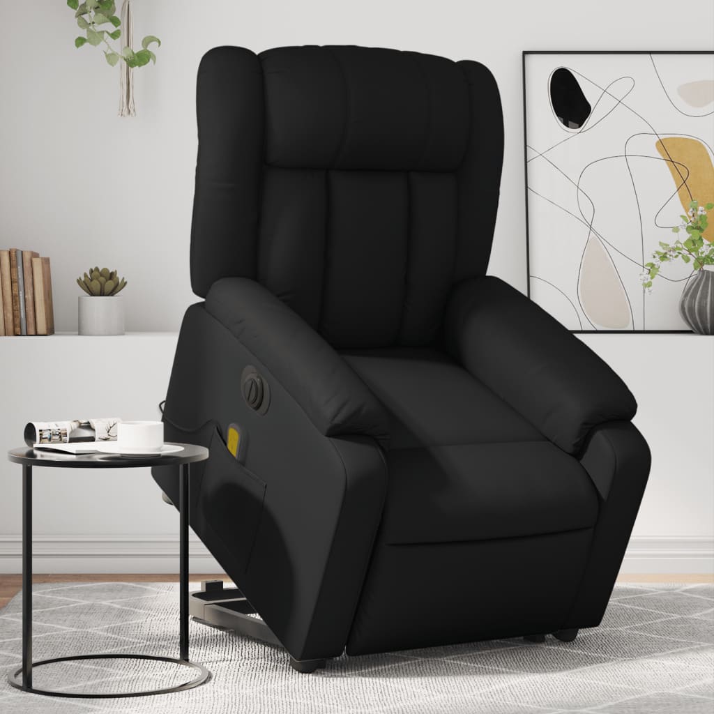 Vetonek Sillón de masaje elevable eléctrico cuero sintético negro