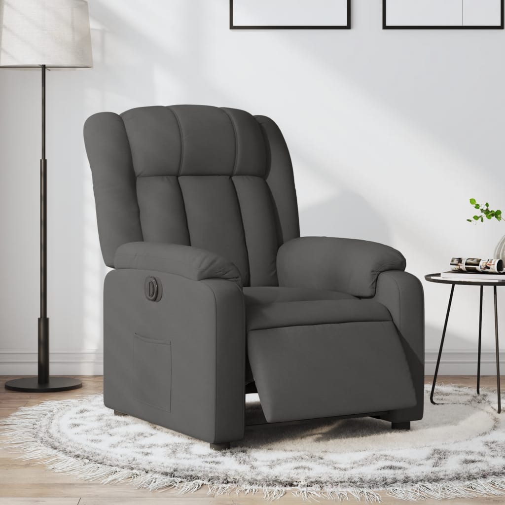 Vetonek Sillón reclinable eléctrico de tela gris oscuro