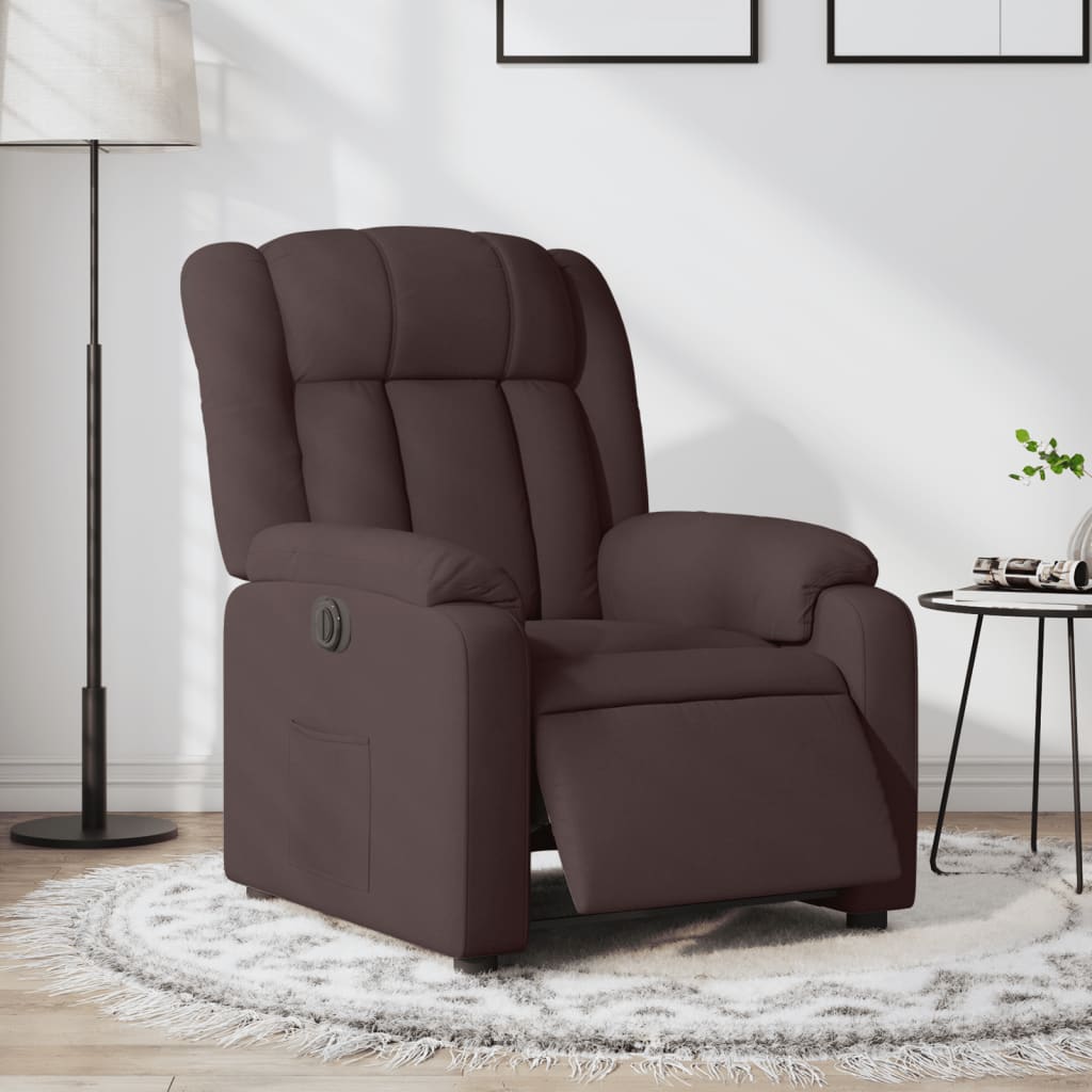 Vetonek Sillón reclinable eléctrico tela marrón oscuro