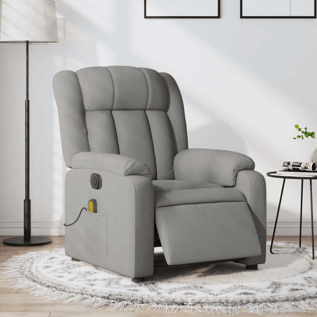 Vetonek Sillón reclinable de masaje eléctrico tela gris claro