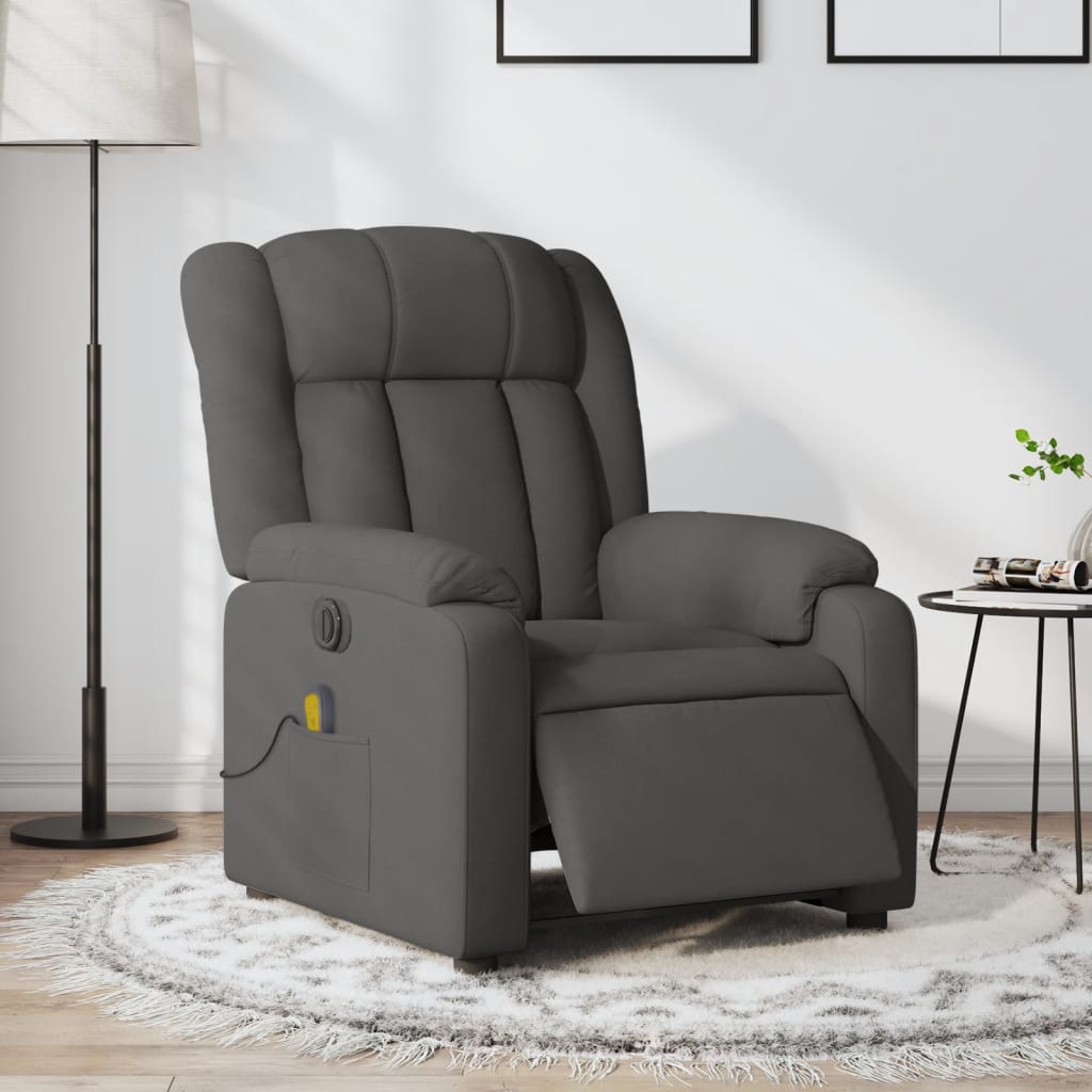 Vetonek Sillón reclinable de masaje eléctrico tela gris oscuro