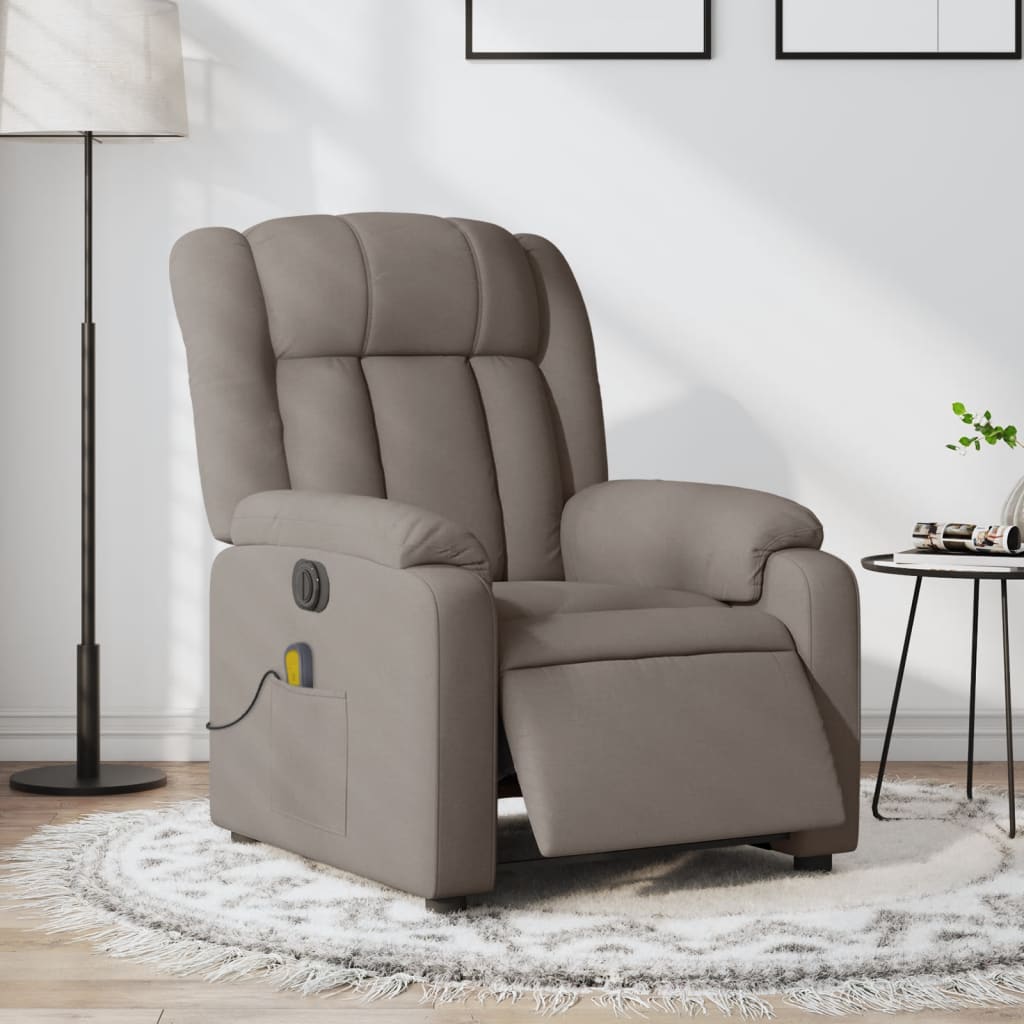 Vetonek Sillón reclinable de masaje eléctrico tela gris taupe