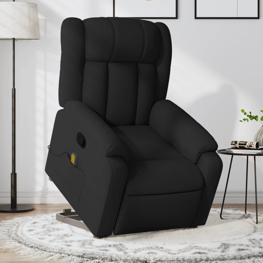 Vetonek Sillón reclinable de masaje elevable tela negro