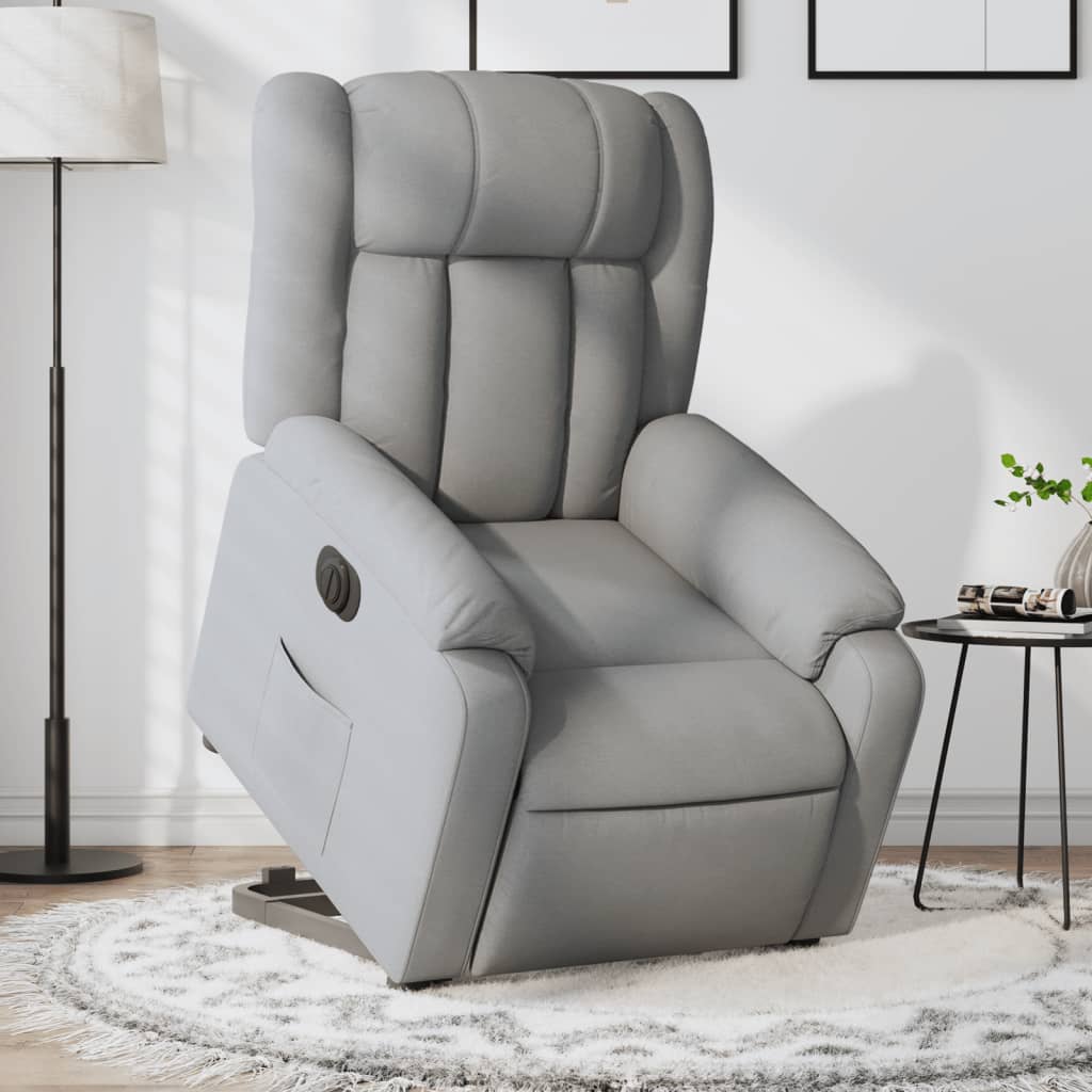 Vetonek Sillón eléctrico reclinable elevable de tela gris claro