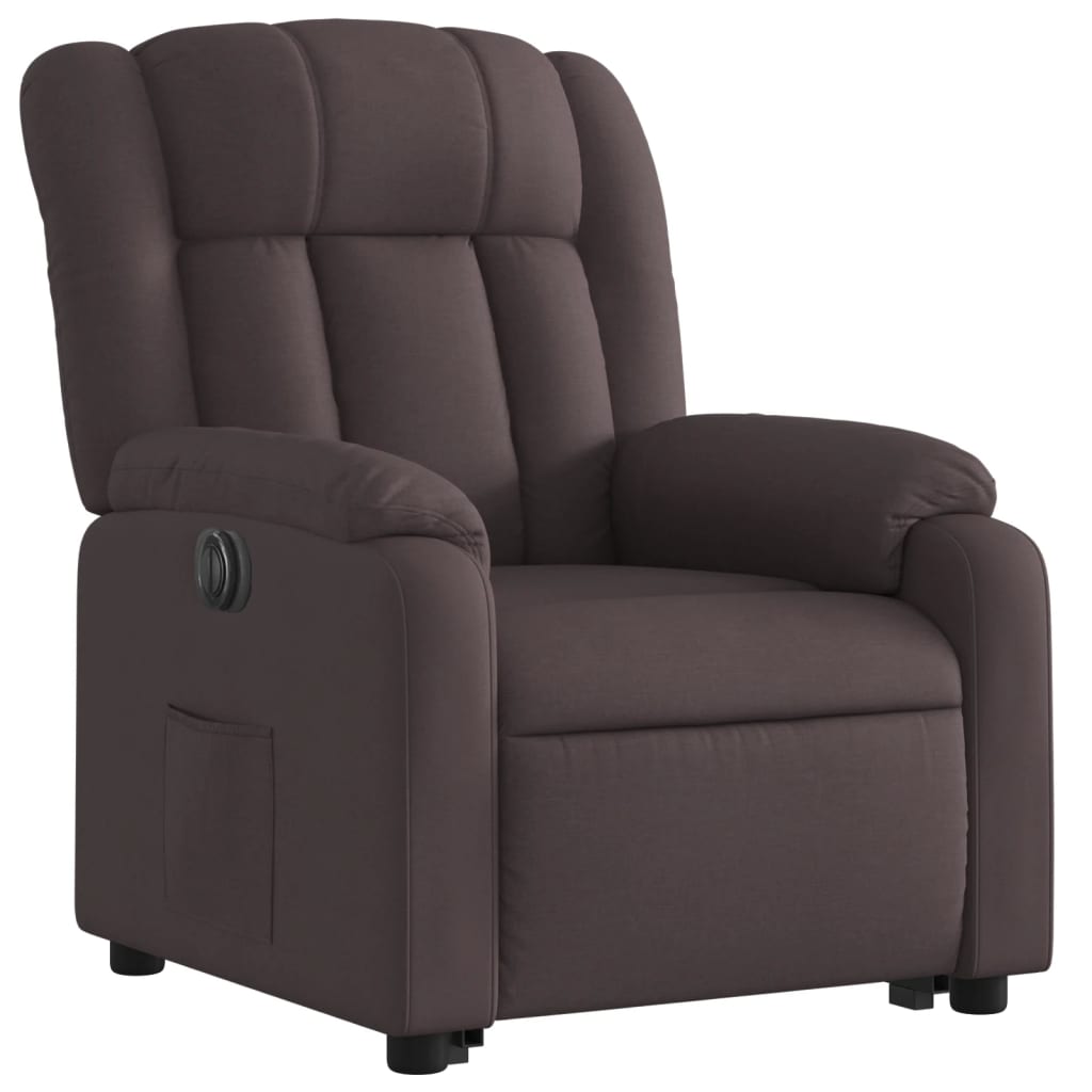 Fauteuil électrique inclinable de tissu brun foncé