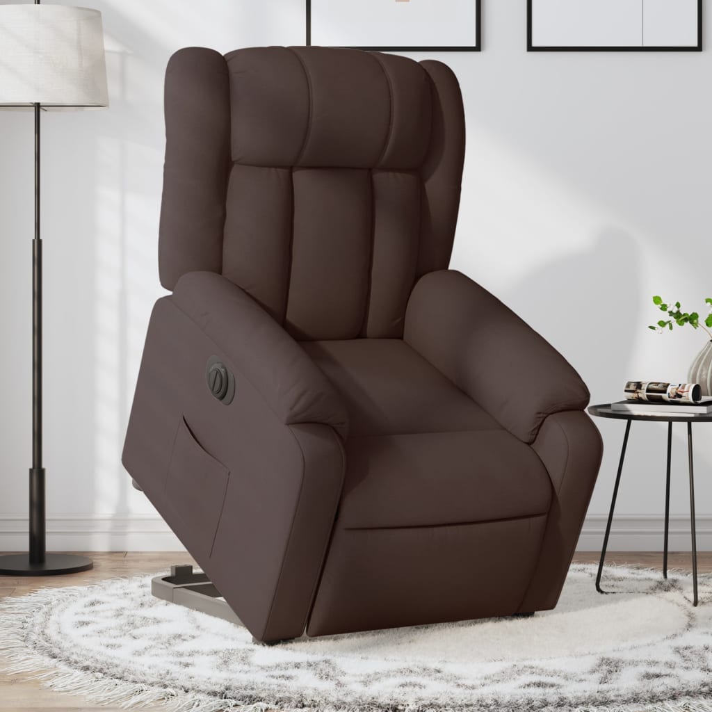 Vetonek Sillón eléctrico reclinable elevable de tela marrón oscuro