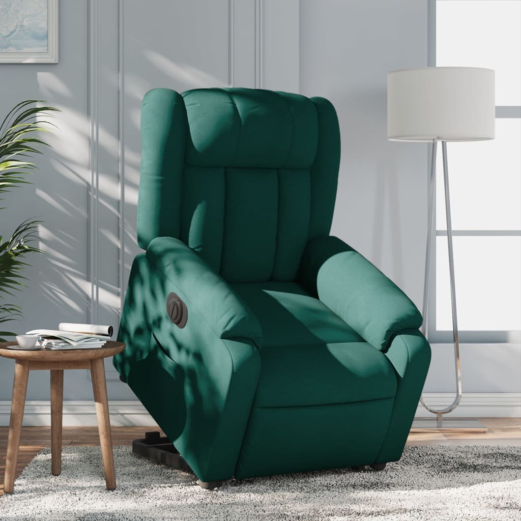 Vetonek Sillón eléctrico reclinable elevable de tela verde oscuro