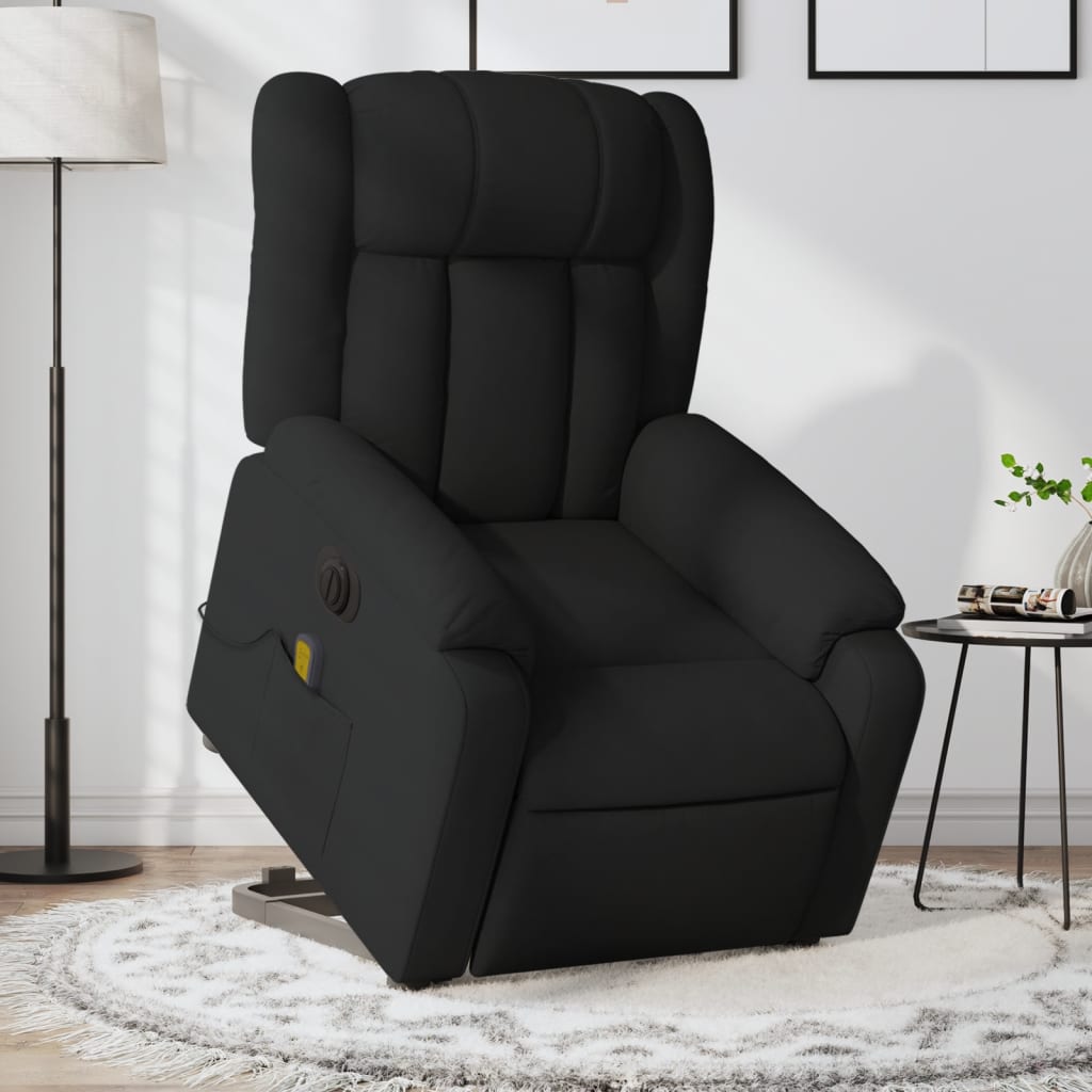 Vetonek Sillón de masaje eléctrico reclinable elevable tela negro