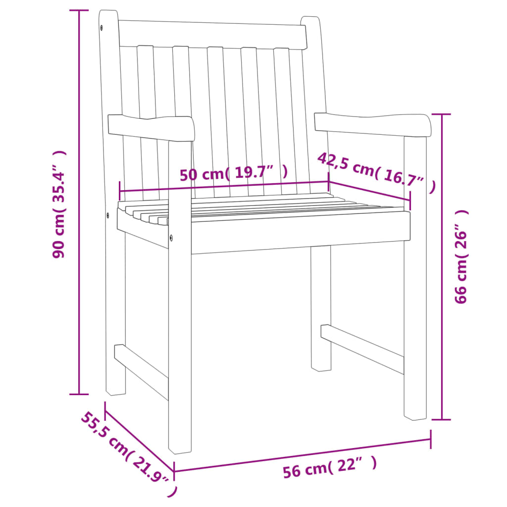 Sillas de jardín 6 uds madera maciza de acacia 56x55,5x90 cm vidaXL