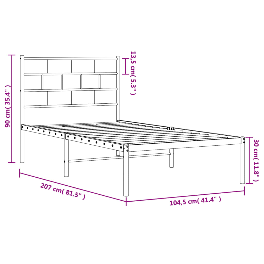 Bed Black Black Boot Structure 100x200 cm