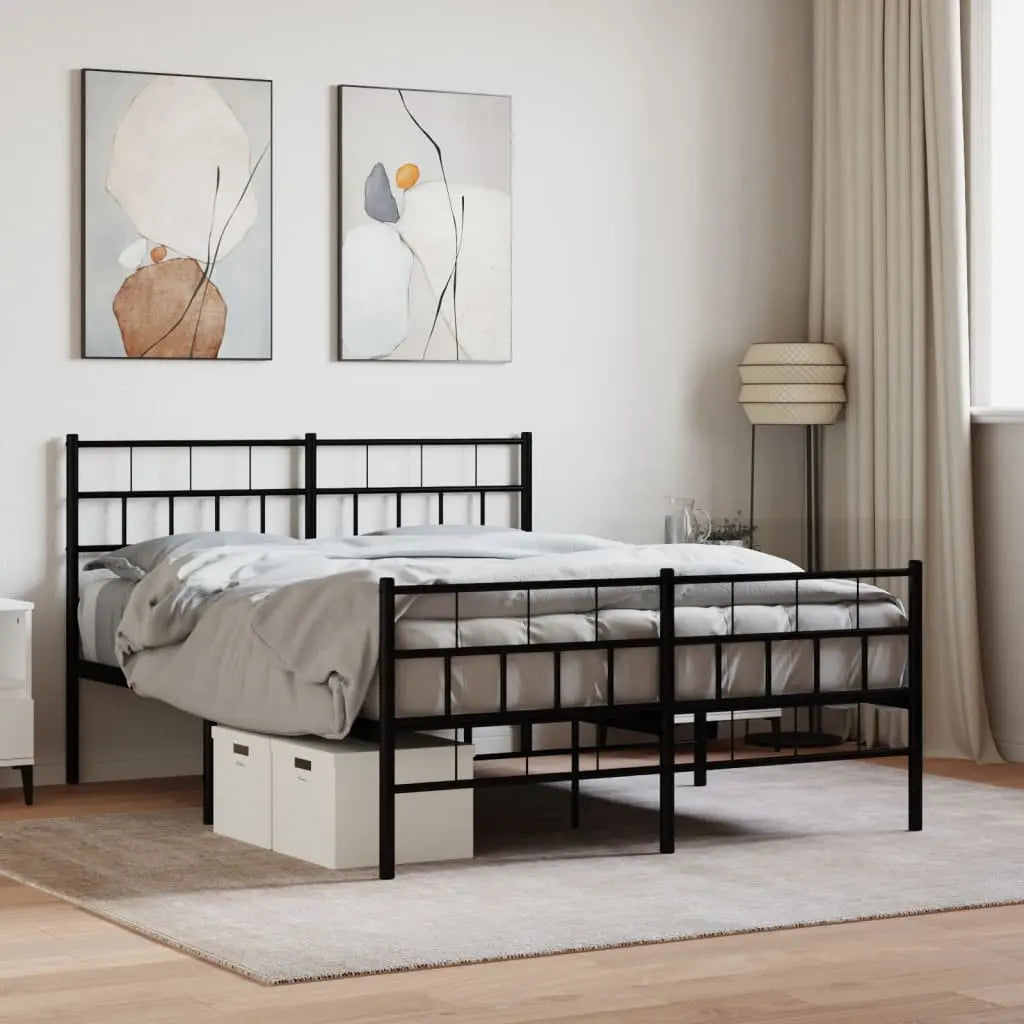 Vetonek Estructura cama sin colchón con estribo metal negro 140x190 cm