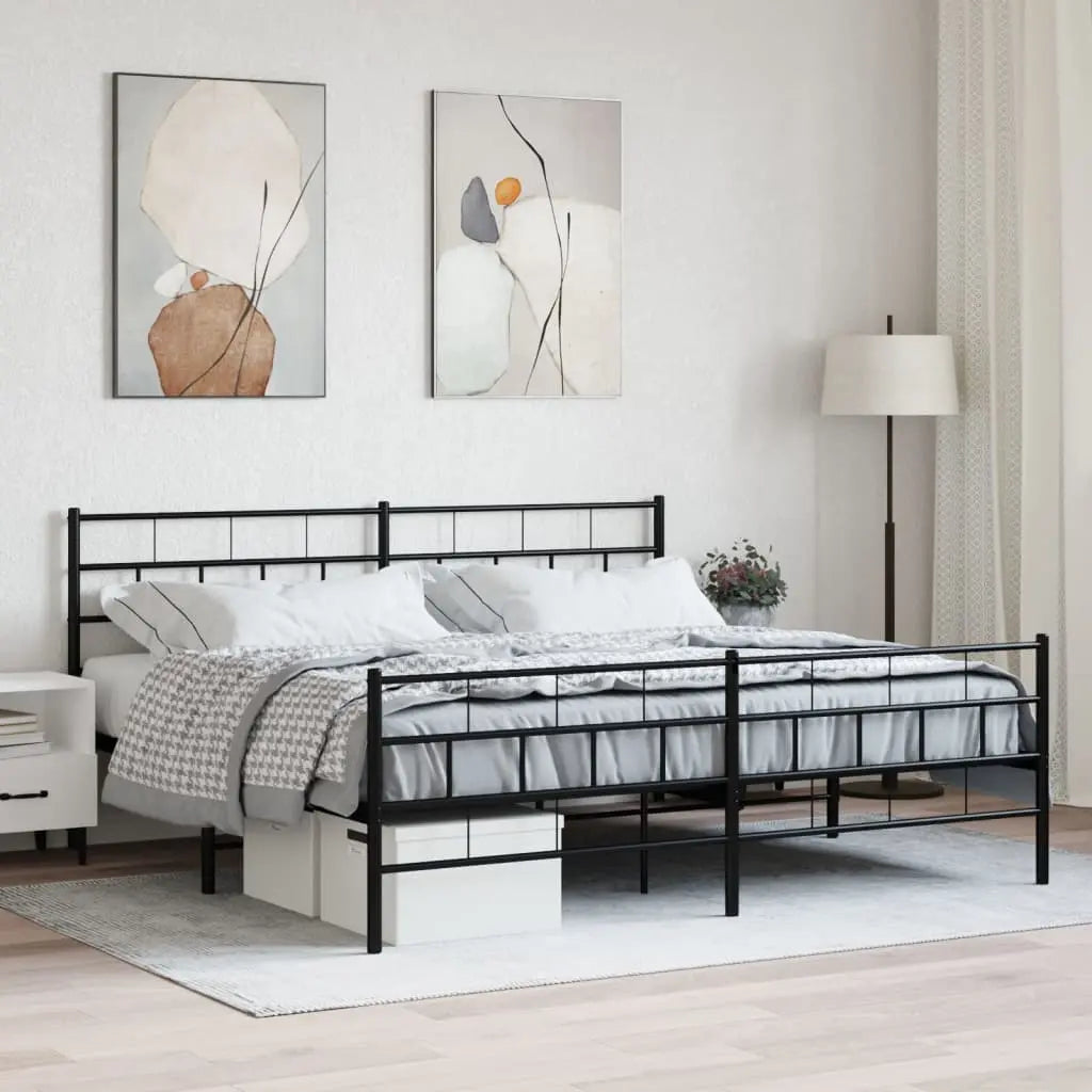 Vetonek Estructura cama sin colchón con estribo metal negro 183x213 cm