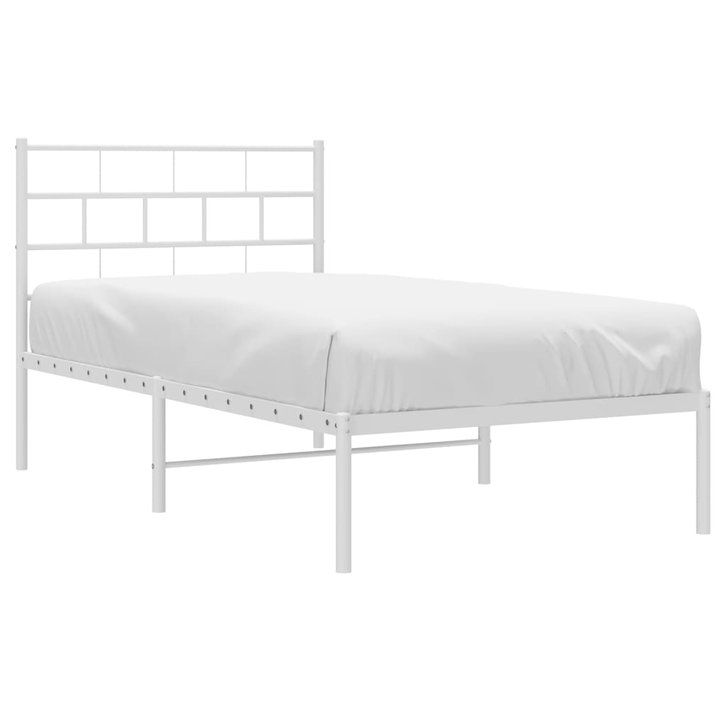 Estructura cama sin colchón con cabecero metal blanco 75x190 cm