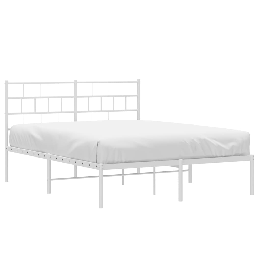 Cama sem colchão com cabeceira de metal branco 140x200cm