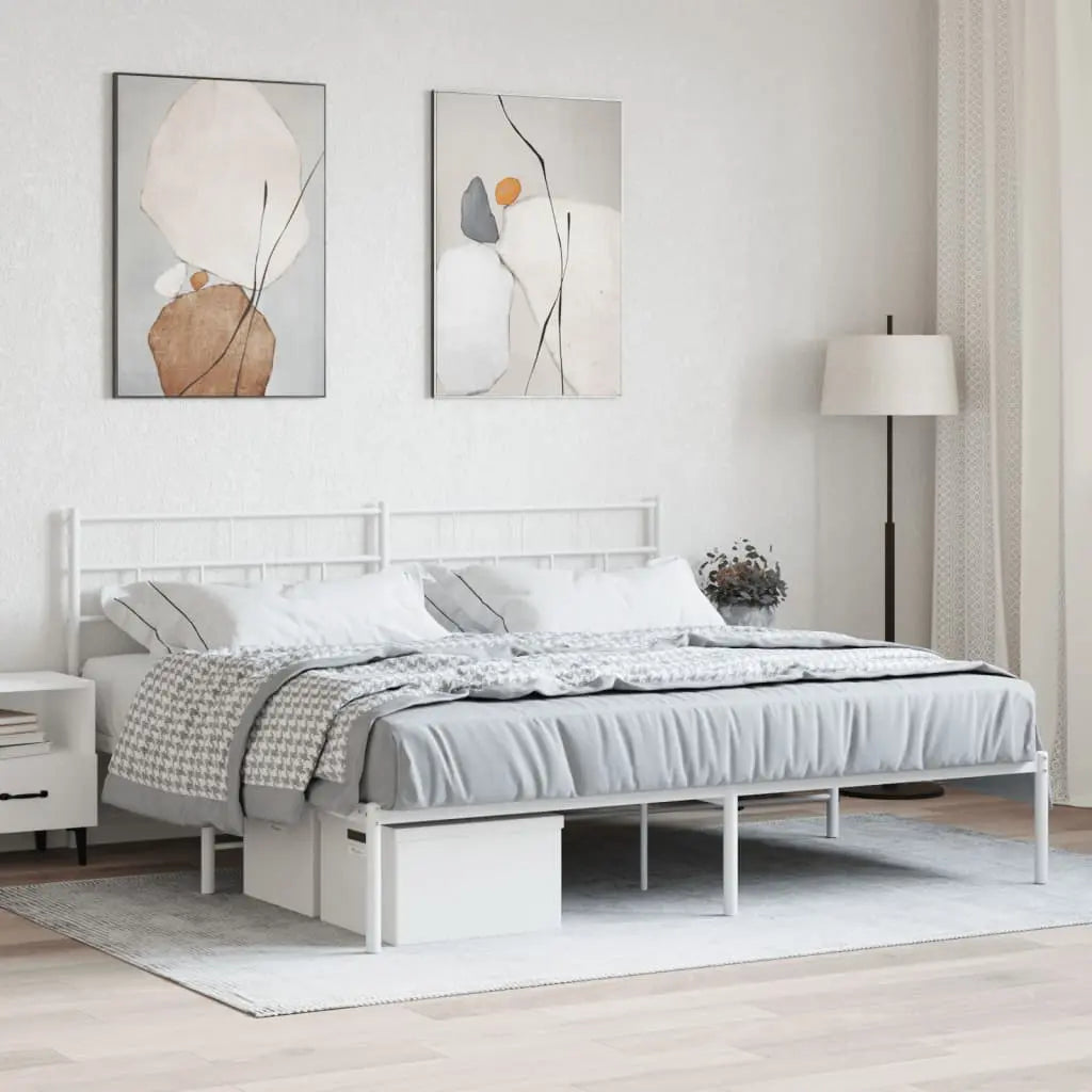 Vetonek Estructura cama sin colchón con cabecero metal blanco 183x213cm