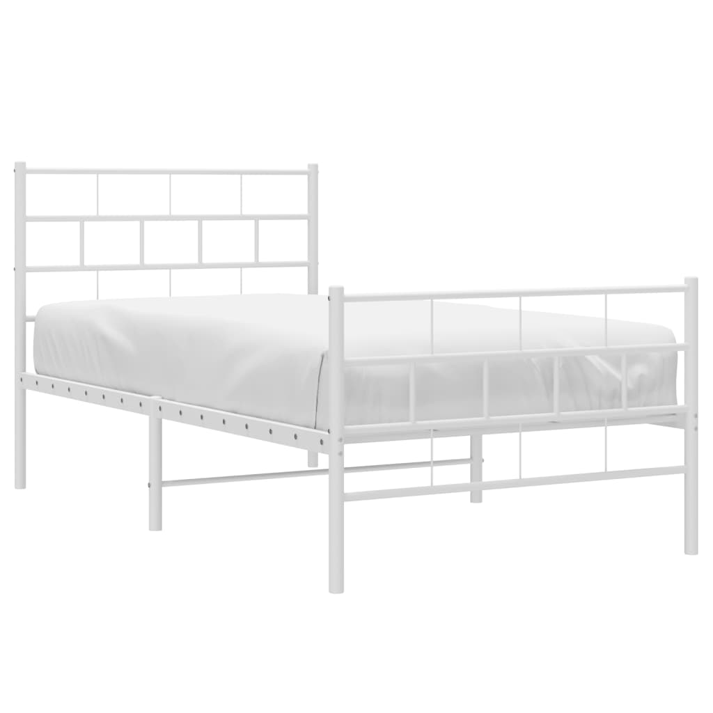 Cama sem colchão com estribo de metal branco 75x190 cm