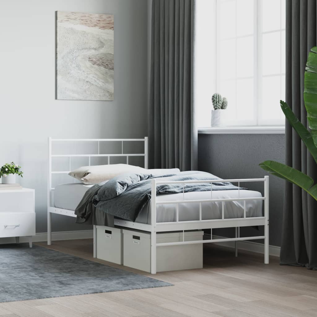 Vetonek Estructura cama sin colchón con estribo metal blanco 100x190 cm