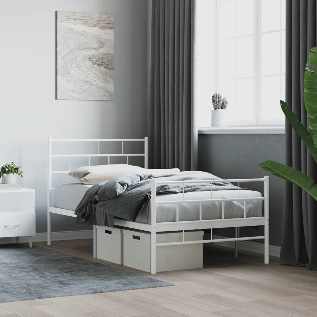 Vetonek Estructura cama sin colchón con estribo metal blanco 107x203 cm