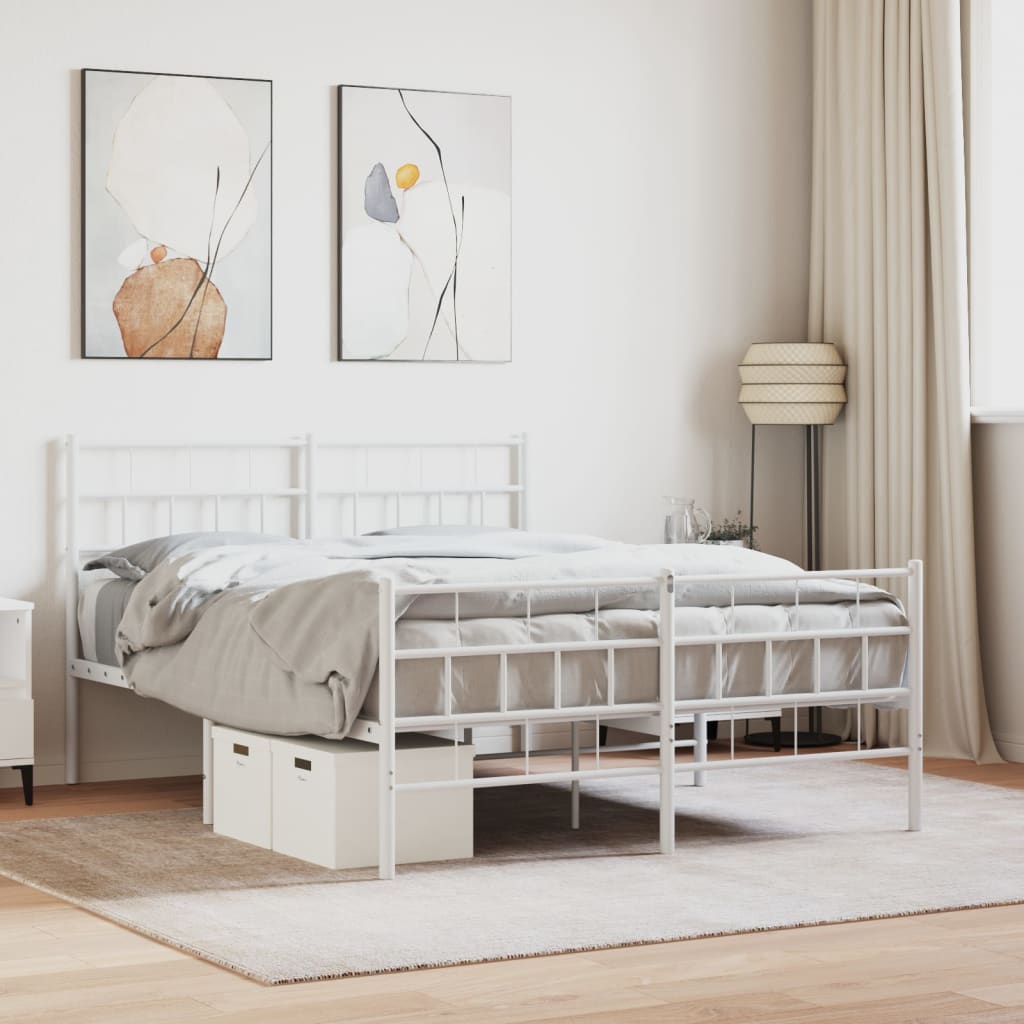 Vetonek Estructura cama sin colchón con estribo metal blanco 120x190 cm