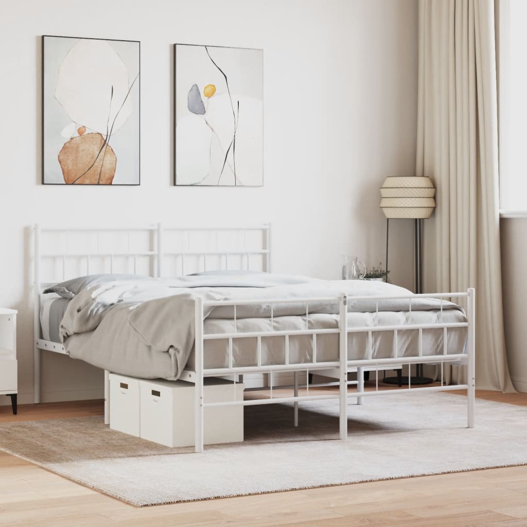 Vetonek Estructura cama sin colchón con estribo metal blanco 135x190 cm