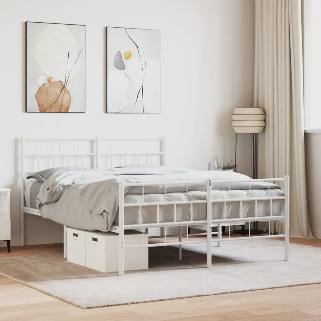 Vetonek Estructura cama sin colchón con estribo metal blanco 140x190 cm