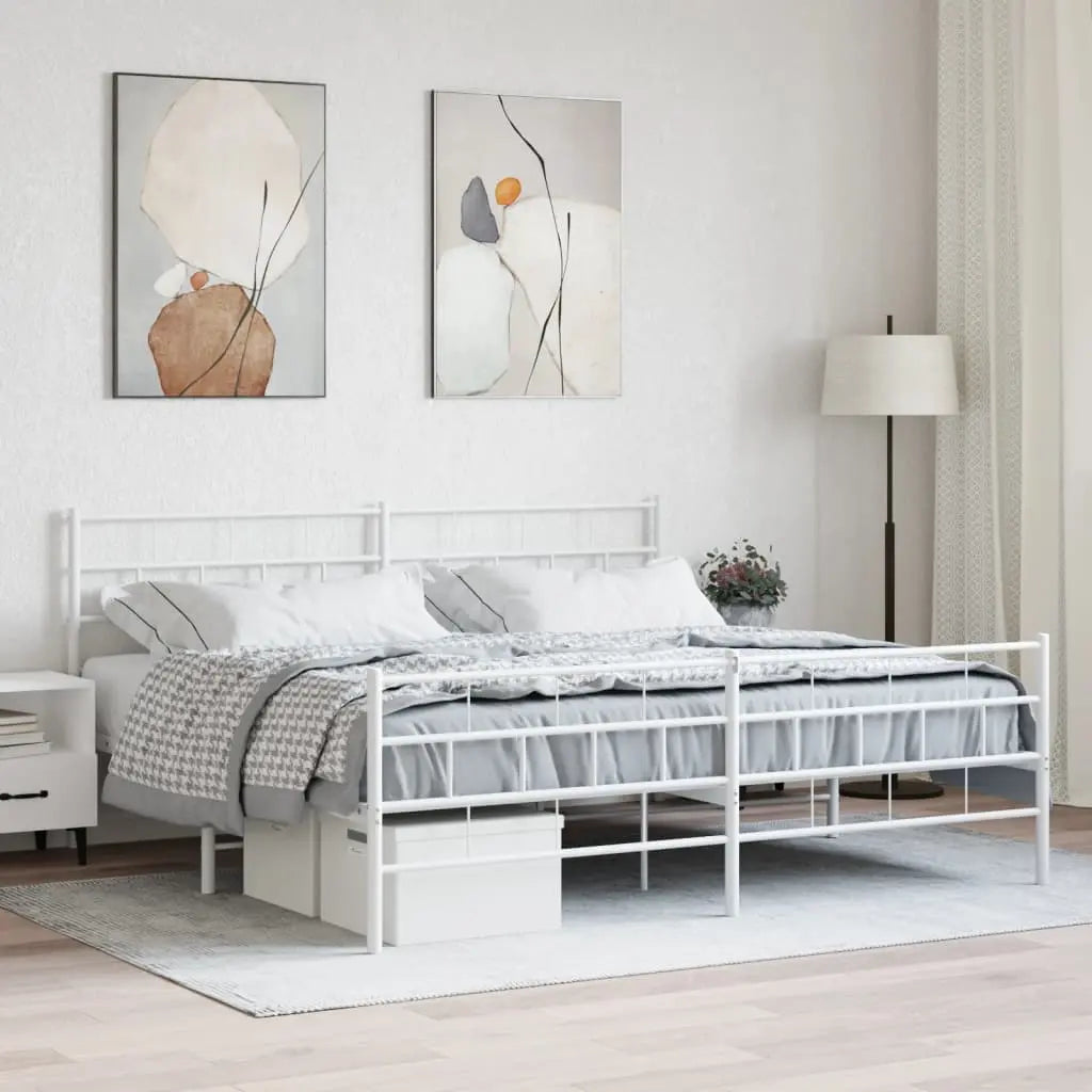 Vetonek Estructura cama sin colchón con estribo metal blanco 180x200 cm