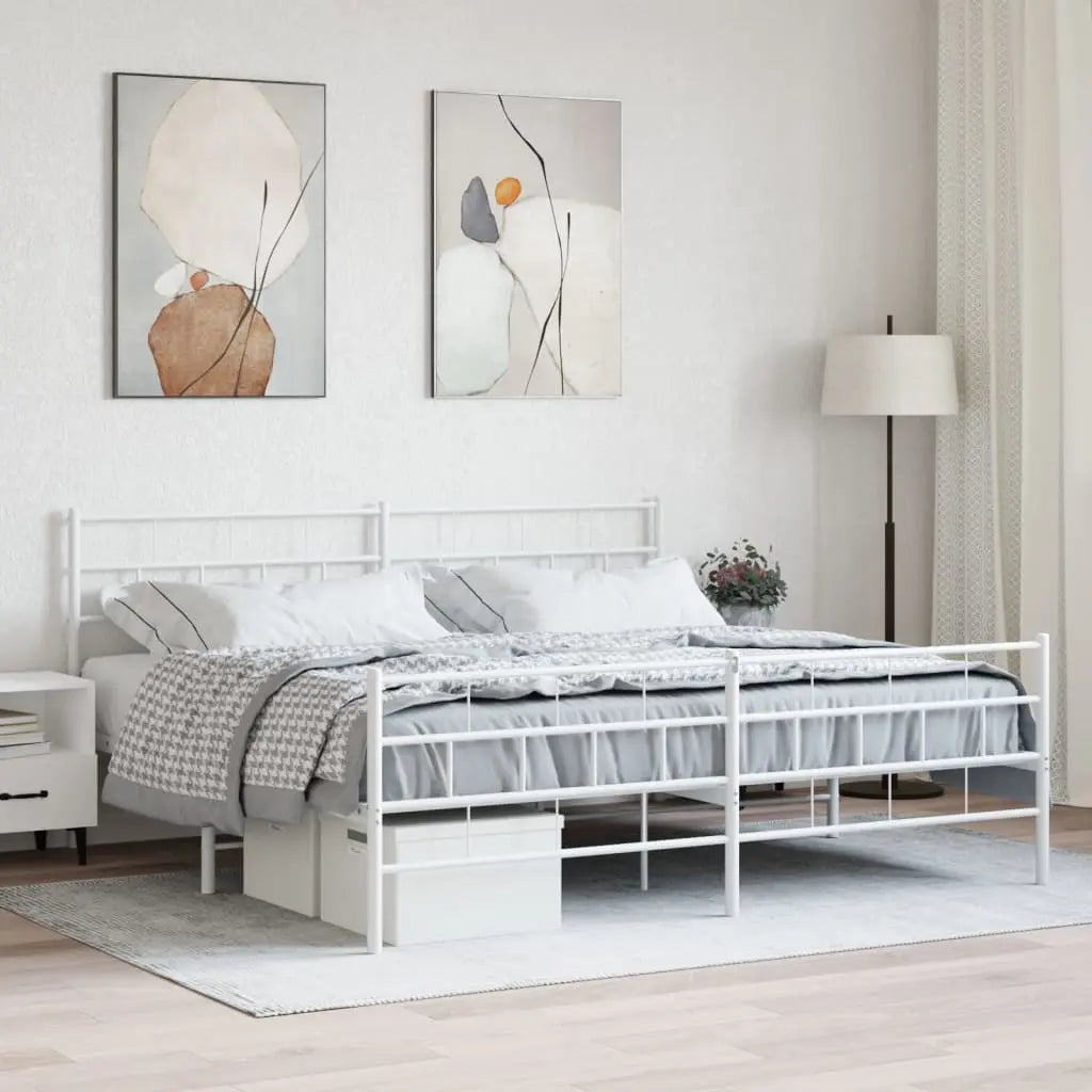 Vetonek Estructura cama sin colchón con estribo metal blanco 193x203 cm