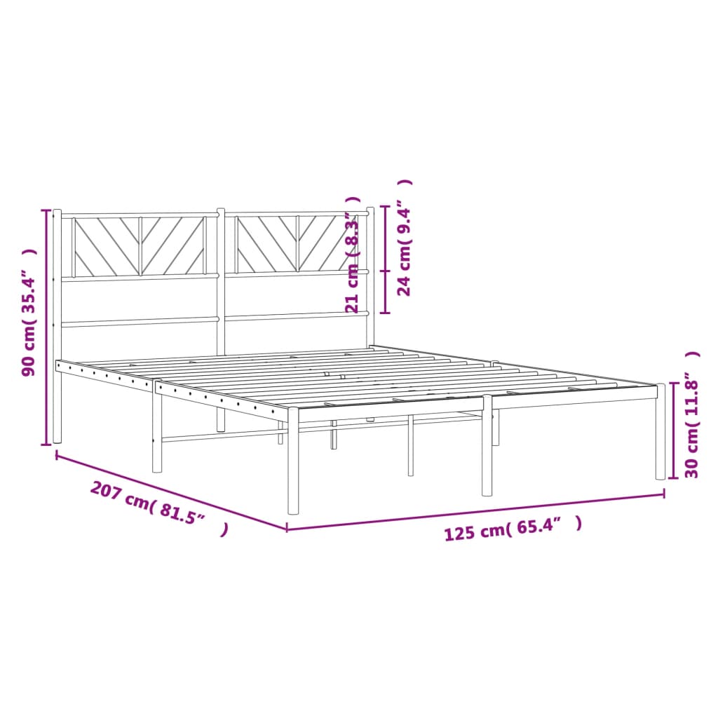 Estructura cama sin colchón con cabecero metal negro 120x200 cm