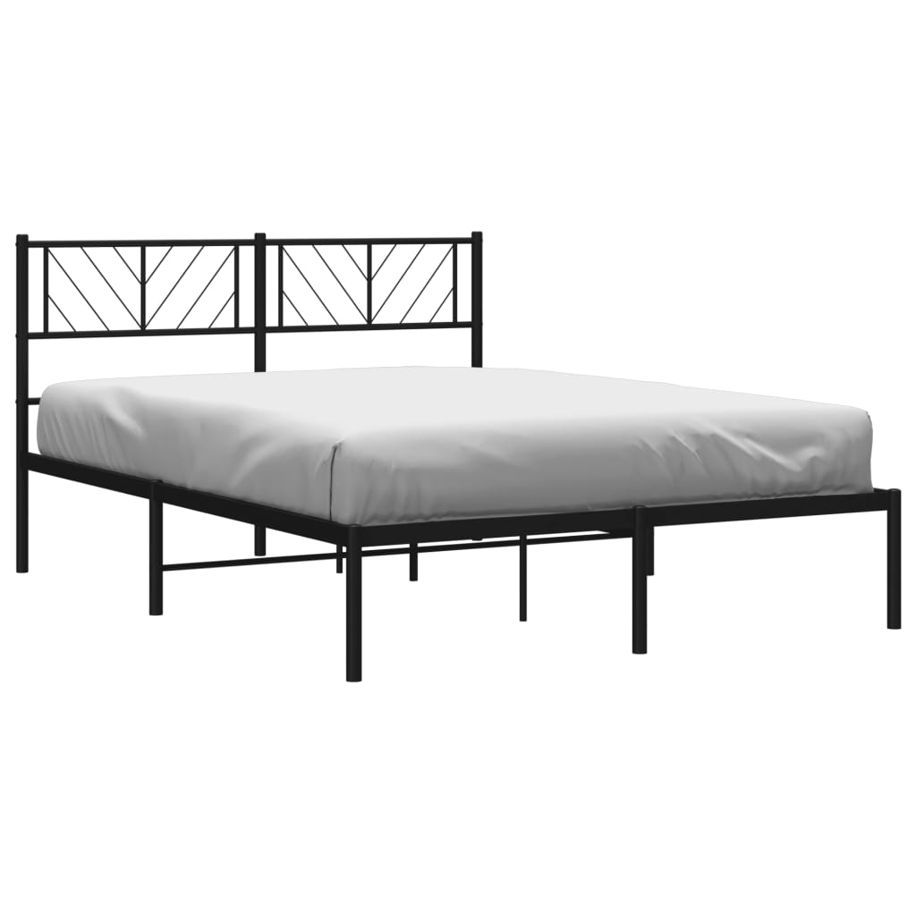 Estructura cama sin colchón con cabecero metal negro 140x190 cm