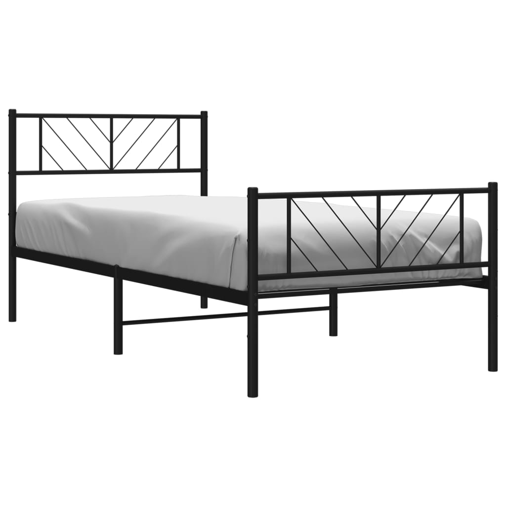 Estructura cama sin colchón con estribo metal negro 107x203 cm