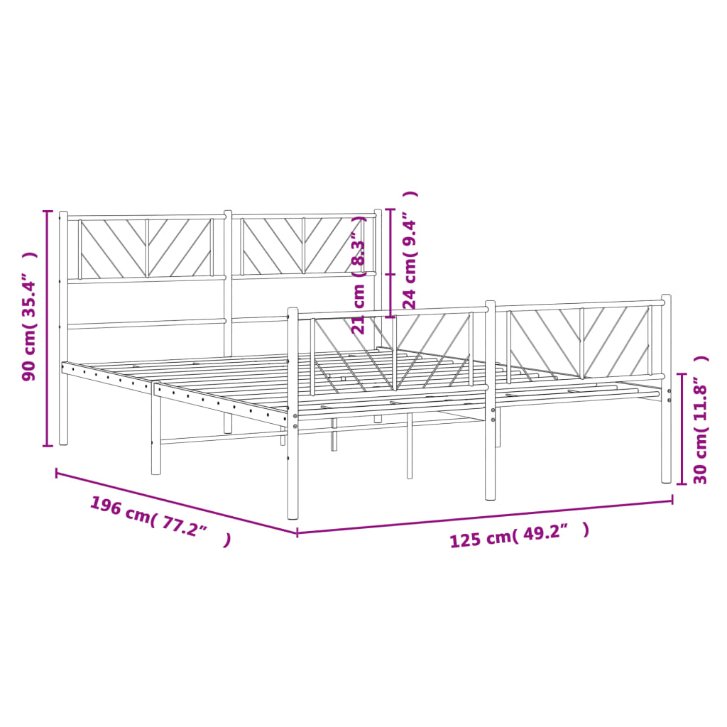 Estructura cama sin colchón con estribo metal negro 120x190 cm