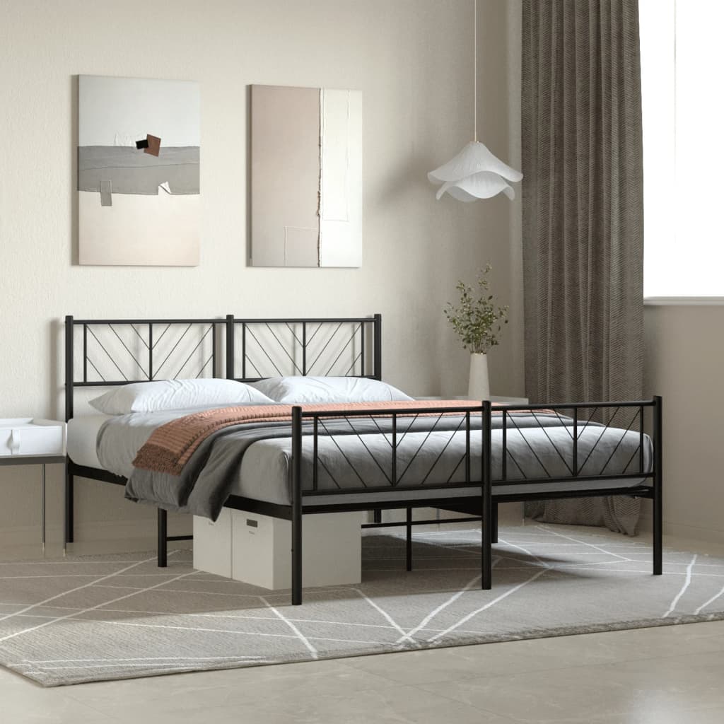 Vetonek Estructura cama sin colchón con estribo metal negro 120x200 cm