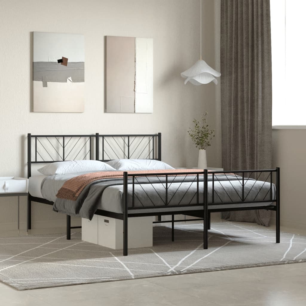 Vetonek Estructura cama sin colchón con estribo metal negro 140x190 cm