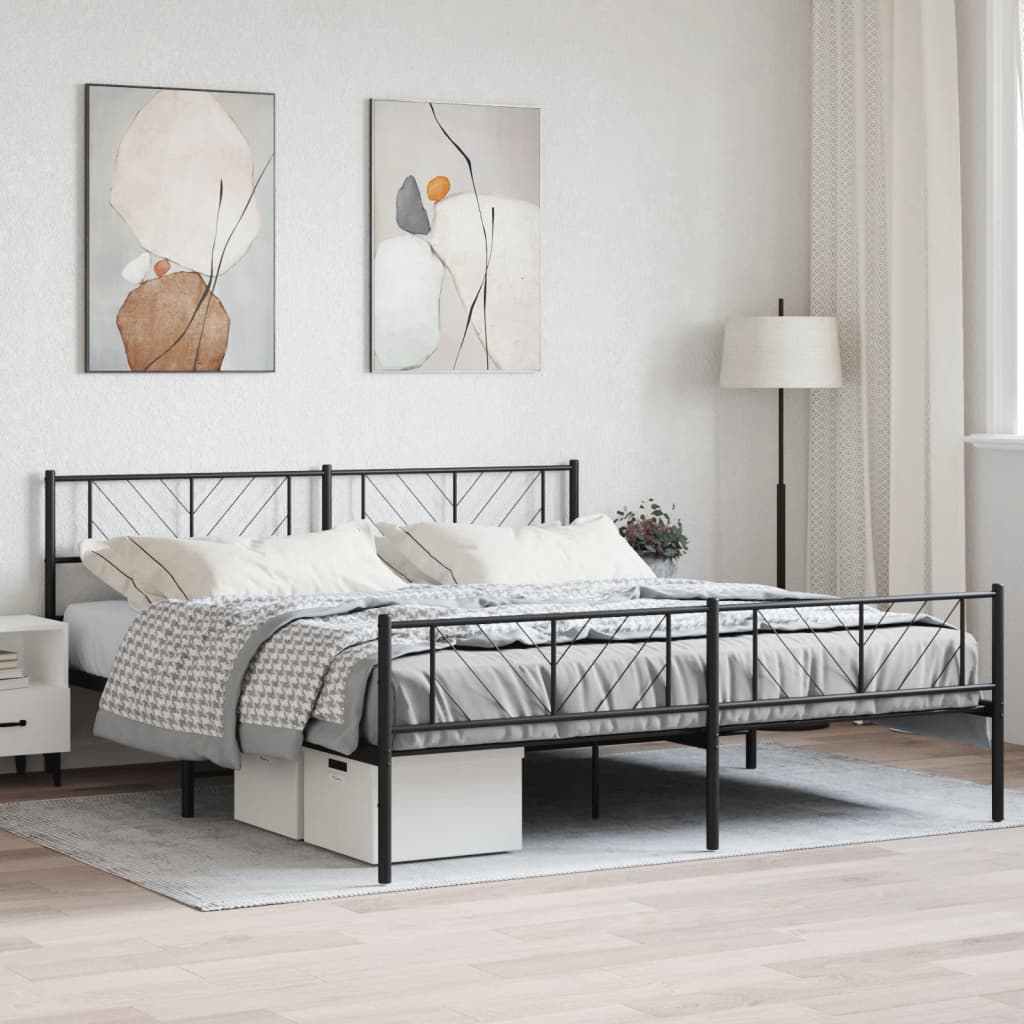 Vetonek Estructura cama sin colchón con estribo metal negro 180x200 cm