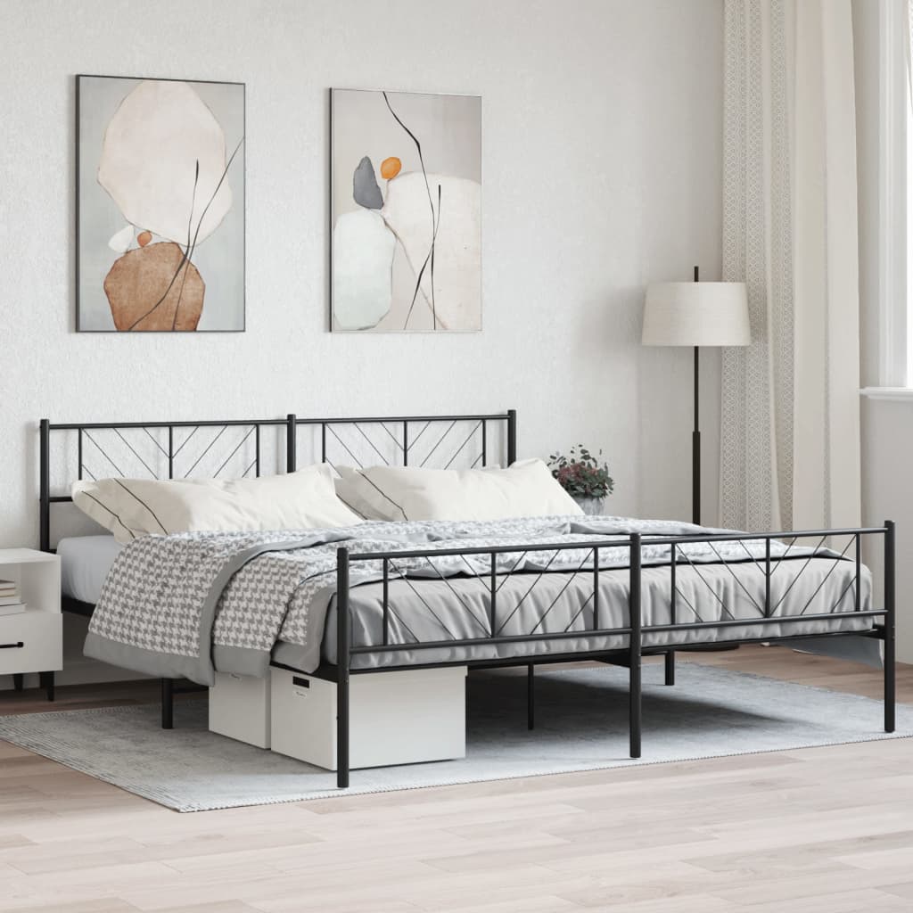 Vetonek Estructura cama sin colchón con estribo metal negro 200x200 cm